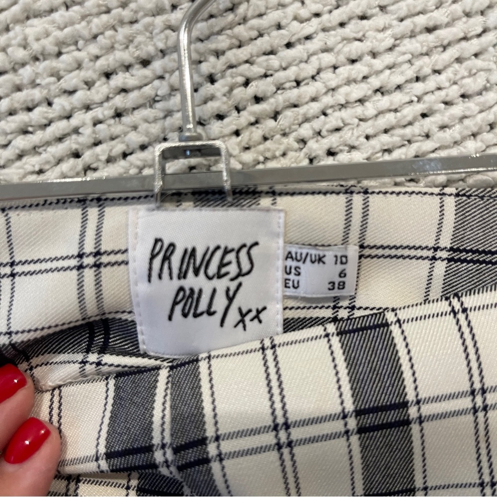 Princess Polly plaid cropped pant in Black and white  6 - Picture 8 of 8